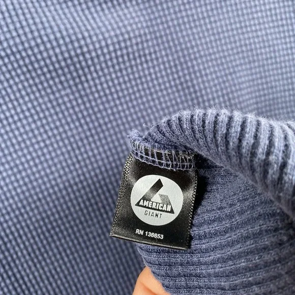 American Giant Shirt Mens Size M Blue Thermal Waffle Long Sleeve Made In USA - Picture 9 of 15